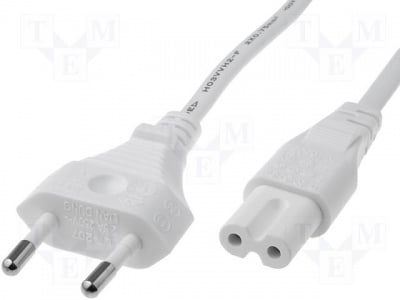 Захранващ кабел SN14-2/07/1.8WH Кабел; CEE 7/16 (C) щепсел, IEC C7 женски; 1,8m; бял; PVC; 2,5A